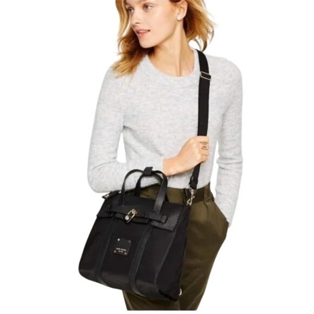 HENRI BENDEL Jetsetter Black Nylon Convertible Backpack or hand bag with strap